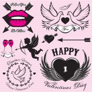 set vector patterns for love cards Valentines Day