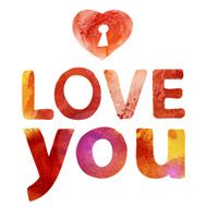 Love you watercolor concept with keyhole N2