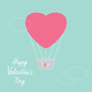 Hot air balloon heart Flat design Valentines day