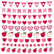 Valentine&#039;s Day vector bunting and decoration set N2