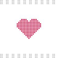 Greeting card with grey circles and red heart