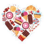 Background with colorful various candy sweets and cakes