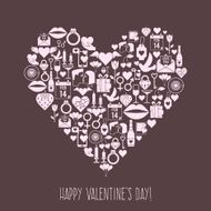 Valentines Day mosaic icons heart card N2