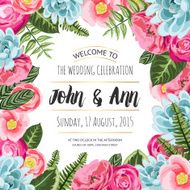 Wedding invitation card with painted flowers N3