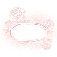 Romantic pink vector frame with peonies