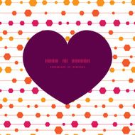 Vector abstract colorful stripes and shapes heart silhouette pattern frame N2