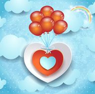 Valentine background with hearts and balloons