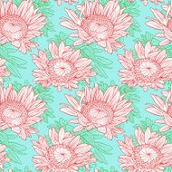 vector seamless pattern with sunflowers N2