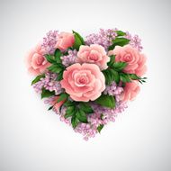 Card with heart of roses Vector illustration N2