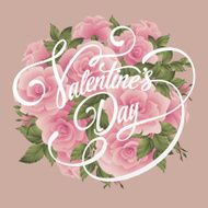 Valentine&#039;s Day card with beautiful roses Vector illustration N5