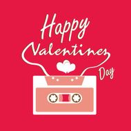 Valentines day card and audio tapes Vector illustration