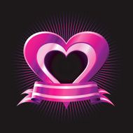 Vector Pink Heart with Banner