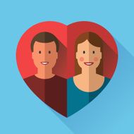 Love couple in heart Valentine&#039;s Day flat style