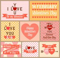 Set of flat design Valentines day greeting cards N2