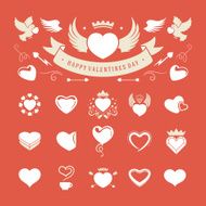 Valentines Day and Wedding Vintage Objects Vector symbols Set N2