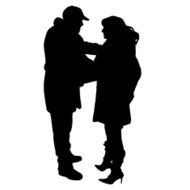 Vector silhouette of a man with sexy woman N12