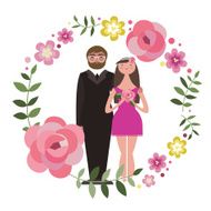 Floral design with romantic couple