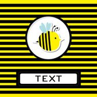 Funny cartoon bee Striped background Card