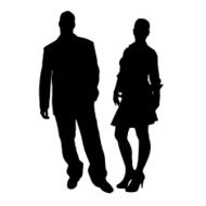 Vector silhouette of a man with sexy woman N14