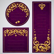Vintage ornate cards with flowers and curls N3