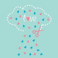 Cloud with hearts inside and scissors Love card