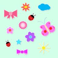 set of colorful spring icons