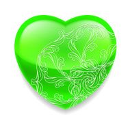Shiny green heart with decor