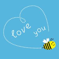 Flying bee Dash heart in the sky Card