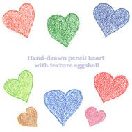 Hand-drawing pencil hearts with the texture of eggshell N2
