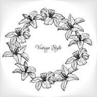 vintage floral frame with lilies N2