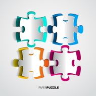 Four colorful Paper puzzle on white background