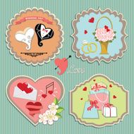 Label set with wedding elements Retro