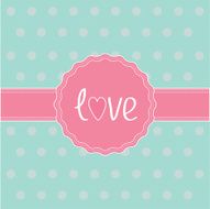 Pink label and ribbon Love card