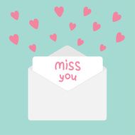 Envelope with hearts Miss you card