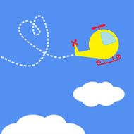 Cartoon helicopter Dash heart in the sky Card N2