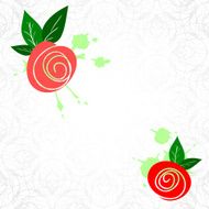 Template with laconic sketch roses and leaves