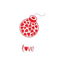 Bomb with hearts inside Love card