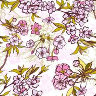 Seamless background pattern with blossoming sakura