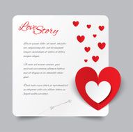 Red paper heart Valentines day card Love story