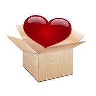 open cardboard box and heart