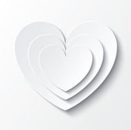 Paper heart Valentines day card on white