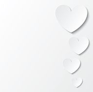 Paper hearts Valentines day card on white N2