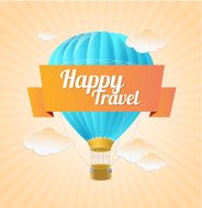 Vector air ballon blue sky and slogan Travel