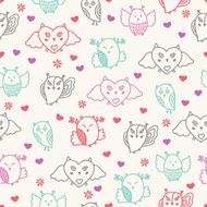 Seamless pattern with lovely owls