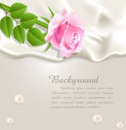 silk pearls and a pink rose