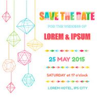 Save the Date - Wedding Invitation Card with Colorful Geometric