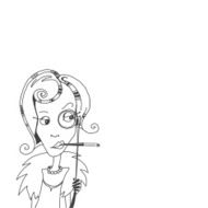 Monocle Lady isolated on white