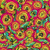 Ranunculus-rose flowers seamless pattern
