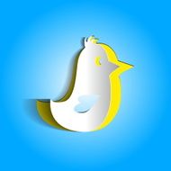 Greeting card with paper bird - vector illustration