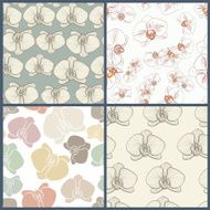 Perfect collection of 4 floral seamless patterns with orchids